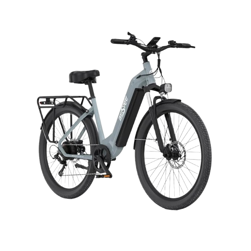 Vélo électrique OT05 250W en version argentée – vue de trois quarts avant gauche