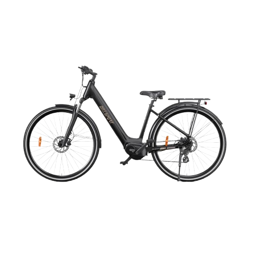 Vélo électrique OT07 250W noir - vue latérale gauche avec transmission Shimano 7 vitesses