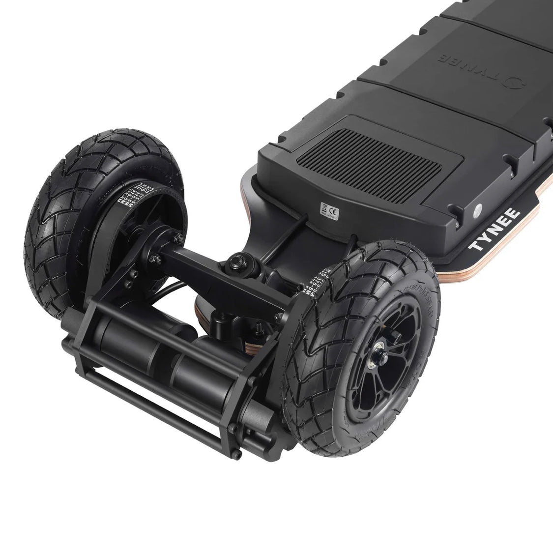 Vue arrière du système de double moteur Hobbywing sur le skateboard Explorer Pro 7000W